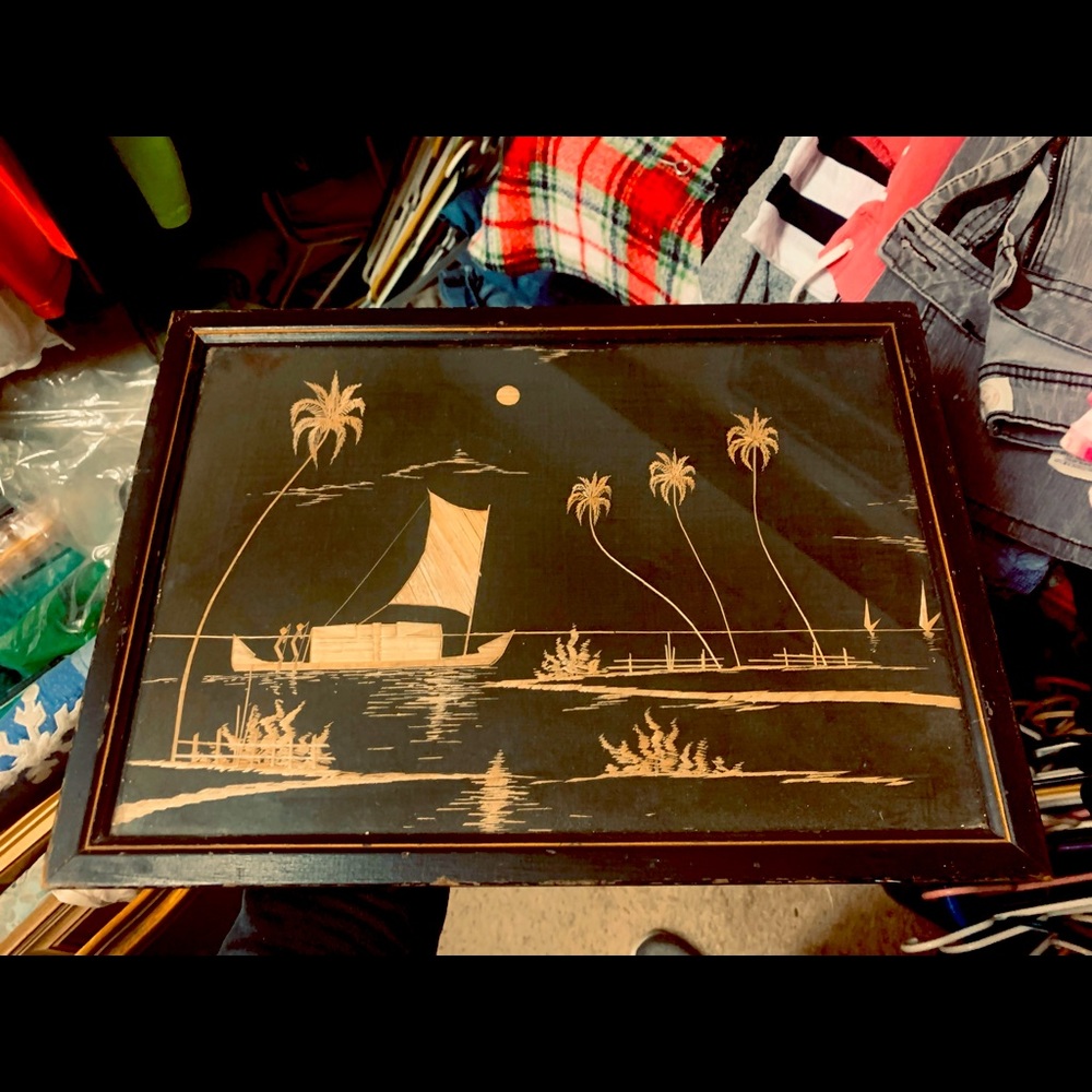 Vintage original oil painting on canvas framed